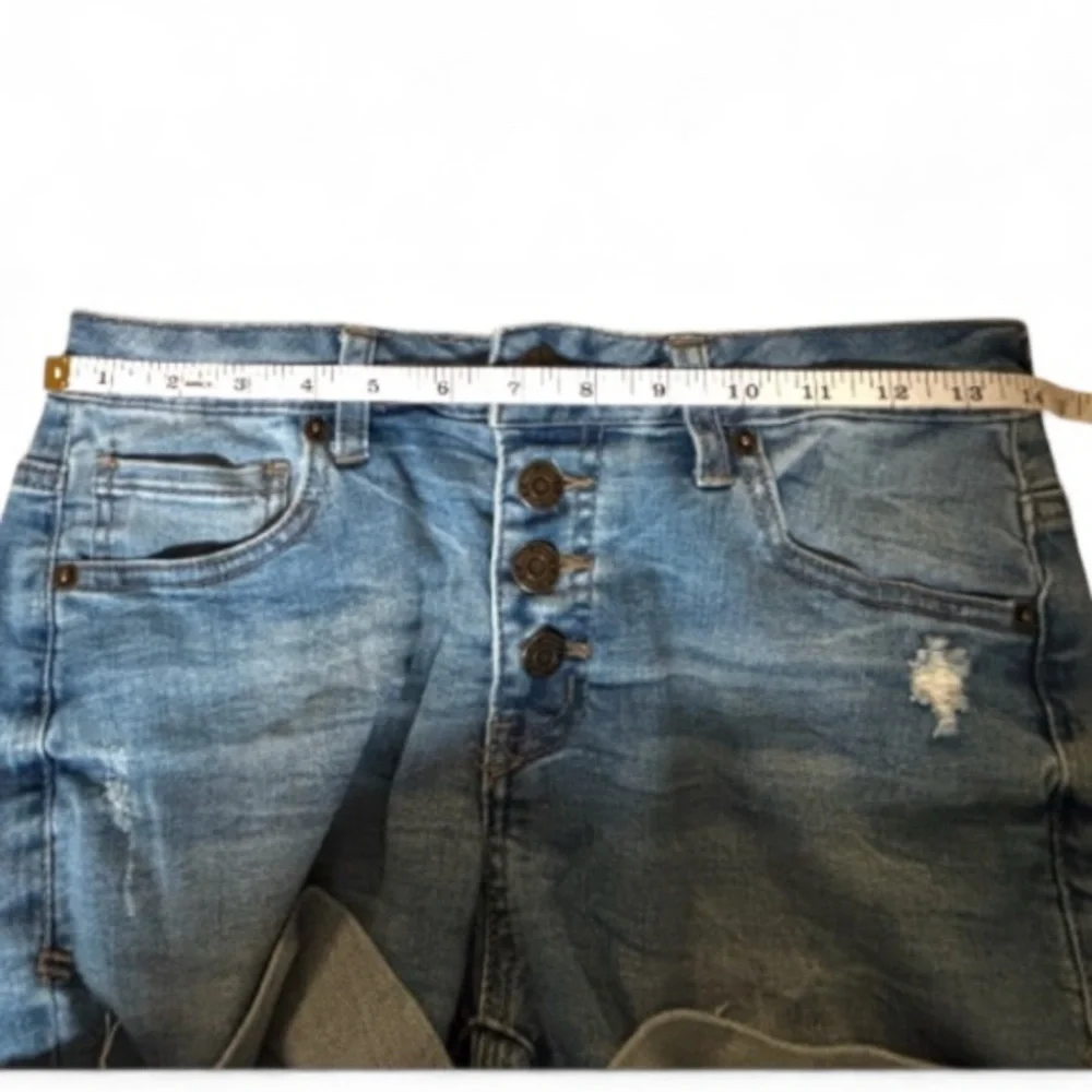Vintage Mudd Size 7 Low Rise Denim Shorts Cuffed Hem Distressed      SKU 24 - Picture 3 of 6